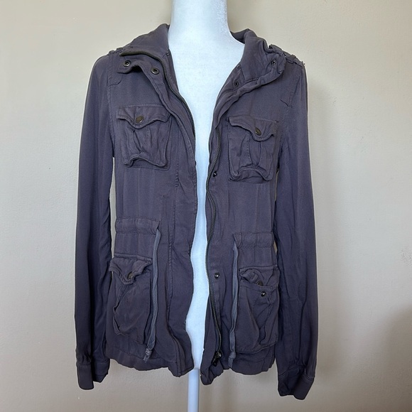 Design Lab Lord and Taylor Soft Charcoal Utility Jacket - Picture 1 of 4